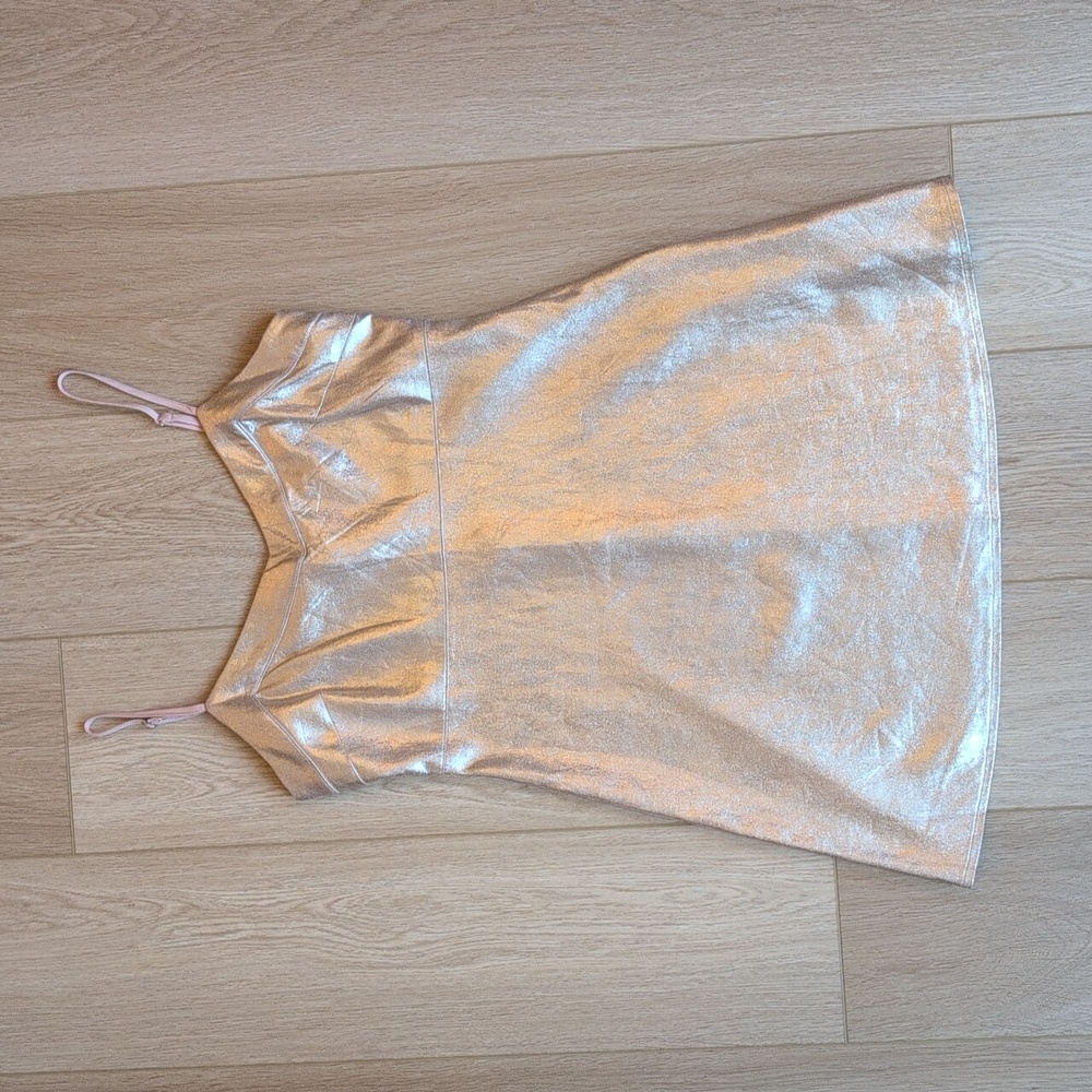 Shimmering Forever 21 Rose Gold Faux Leather Mini Dress Medium